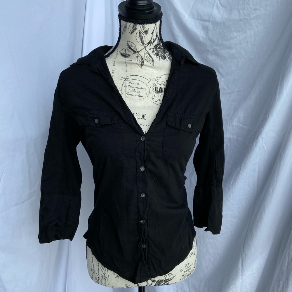 James Perse Black button down blouse
